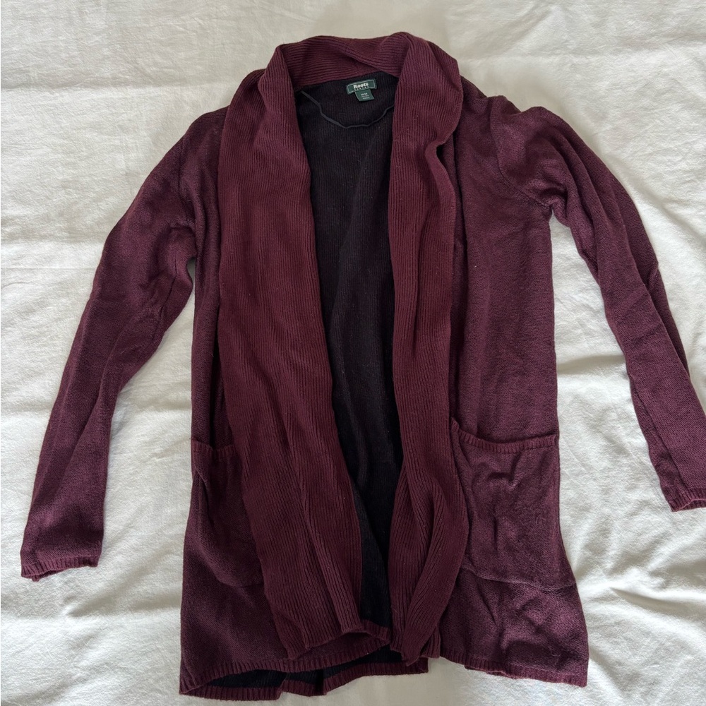 Roots purple knit cardigan